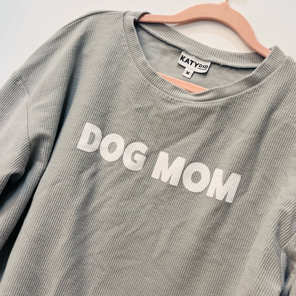 Katydid DOG MOM CORDED CREW SWEATSHIRT gray  sz Medium - Picture 4 of 7